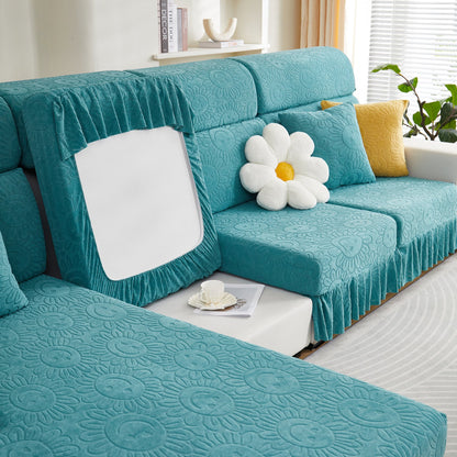 Sofa-Sitzbezug, Sonnenblumenmuster elastische Rock-Couchkissenbezüge für 1/2/3/4-Sitzer Sofas