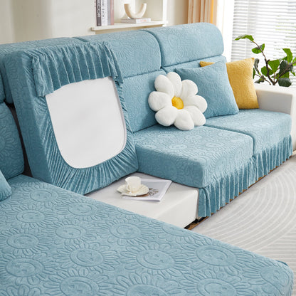 Sofa-Sitzbezug, Sonnenblumenmuster elastische Rock-Couchkissenbezüge für 1/2/3/4-Sitzer Sofas