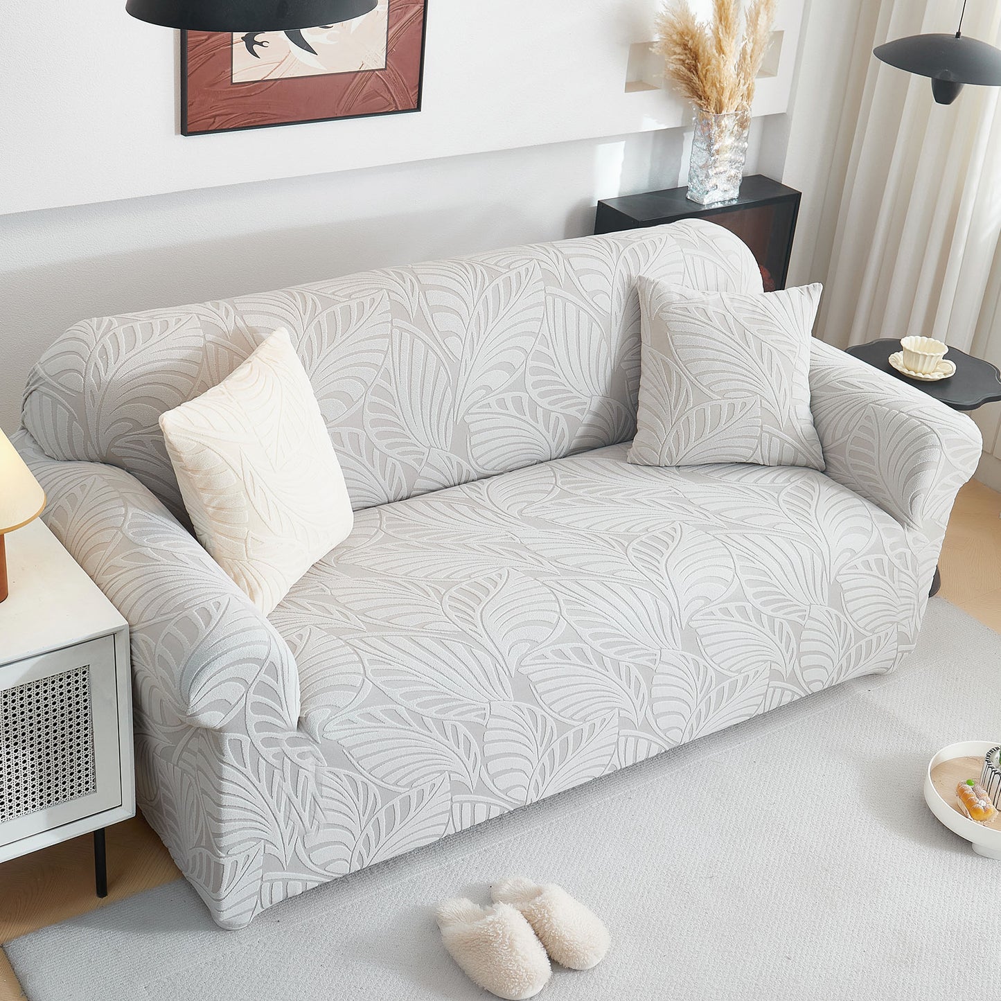 Stretch Sofa Slipcover 1-Piece Furniture Protector Couch with Elastic Bottom for Kids