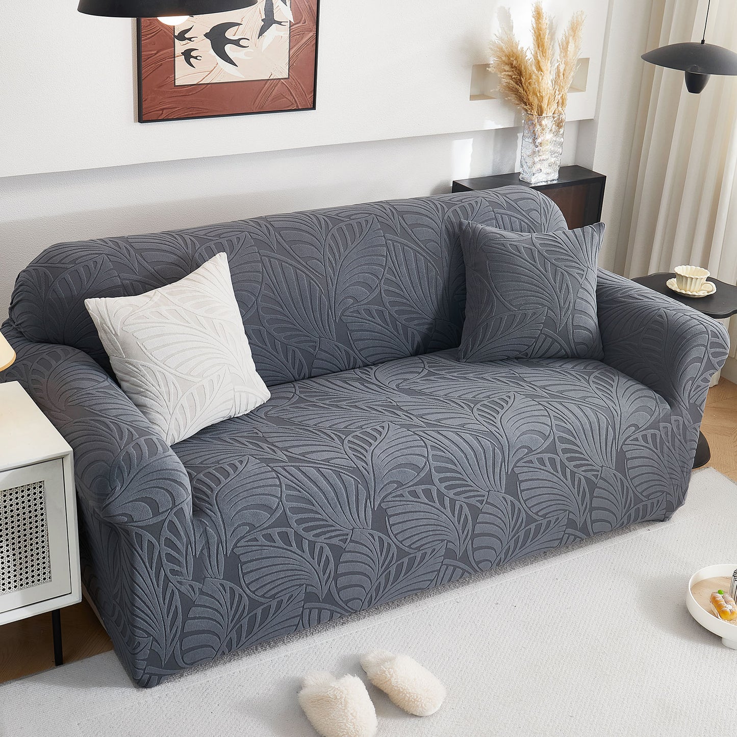 Stretch Sofa Slipcover 1-Piece Furniture Protector Couch with Elastic Bottom for Kids