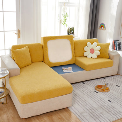 Sonnenblumen-Jacquard-Fleece dehnbare Kissenbezüge, rutschfeste Möbelbezüge für Haustiere, L-förmige Couchkissenbezüge