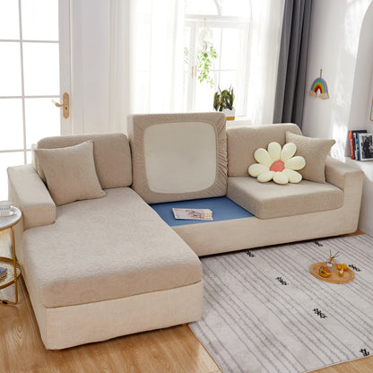 Sonnenblumen-Jacquard-Fleece dehnbare Kissenbezüge, rutschfeste Möbelbezüge für Haustiere, L-förmige Couchkissenbezüge
