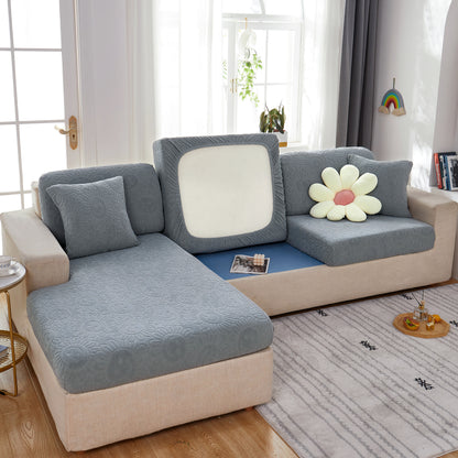 Sonnenblumen-Jacquard-Fleece dehnbare Kissenbezüge, rutschfeste Möbelbezüge für Haustiere, L-förmige Couchkissenbezüge