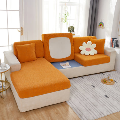 Sonnenblumen-Jacquard-Fleece dehnbare Kissenbezüge, rutschfeste Möbelbezüge für Haustiere, L-förmige Couchkissenbezüge