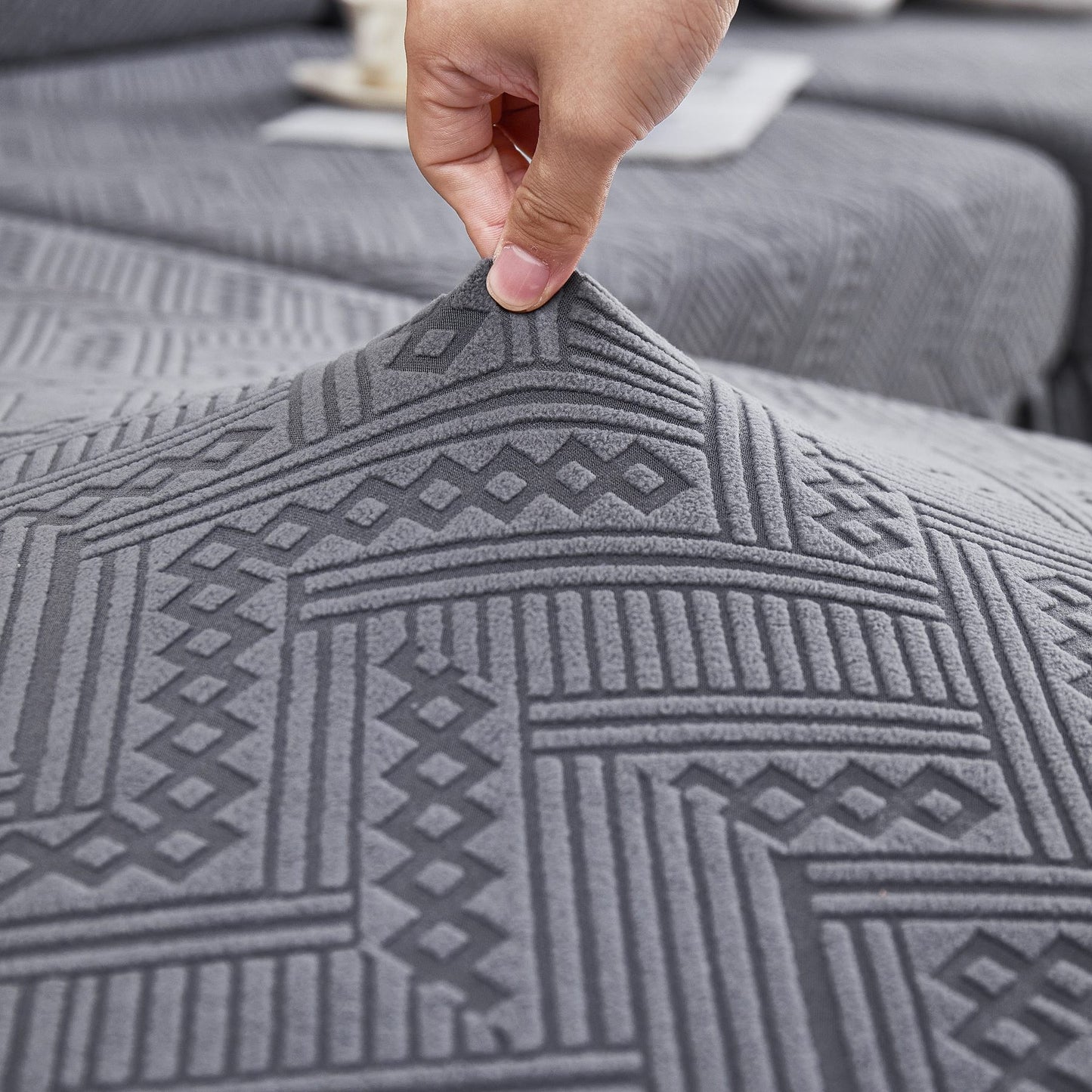 Stretchable Chaise Lounge Sofa Covers and Couch Seat Covers with Skirt for Sectional Couches