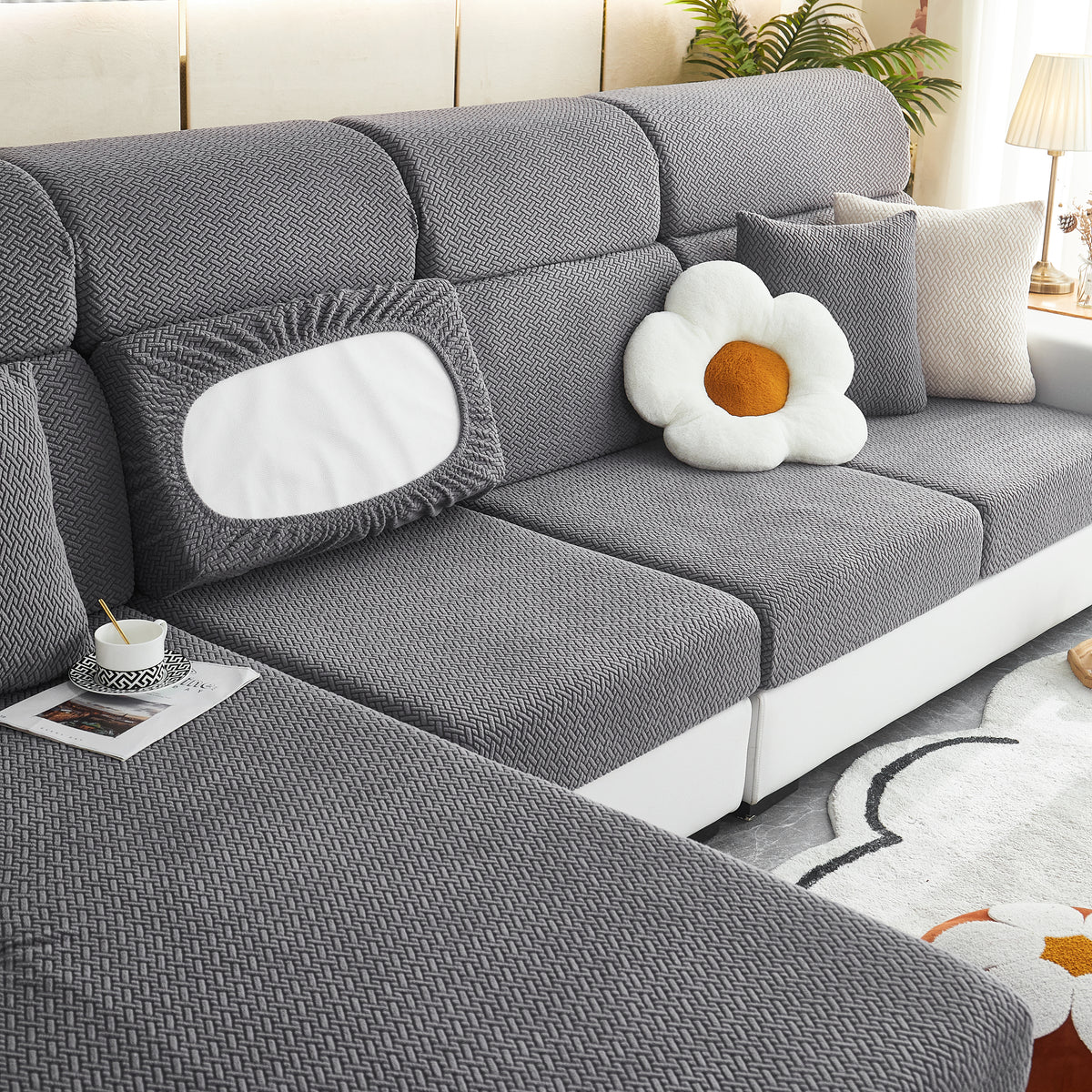 Hochdehnbare separate Kissenbezüge Sofa-Hülle für L-förmige Eckcouch – Slipcover KAS™