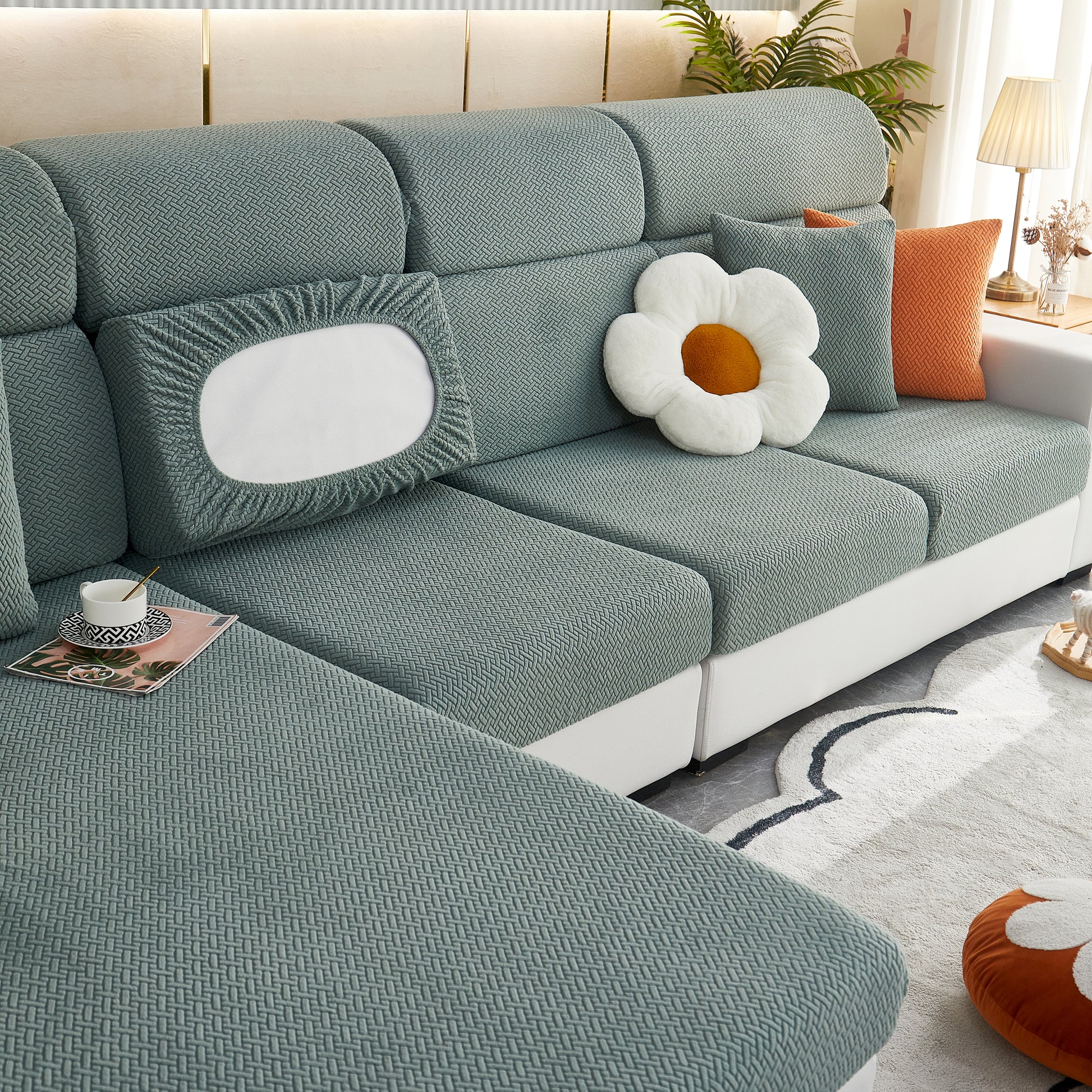 Hochdehnbare separate Kissenbezüge Sofa-Hülle für L-förmige Eckcouch – Slipcover KAS™