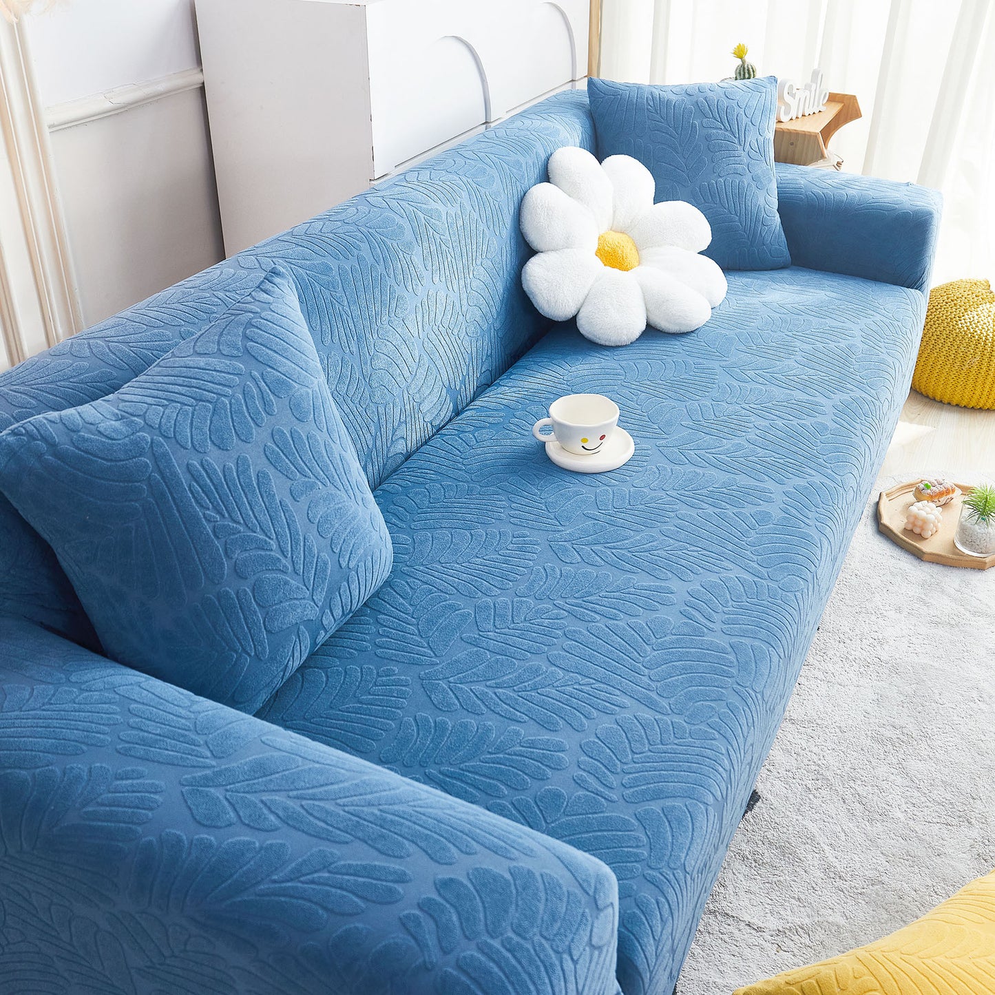 3D Leaf Jacquard Stretch Sofa Cover Non Slip Pet Friendly Slipcover 1-5 Seaters