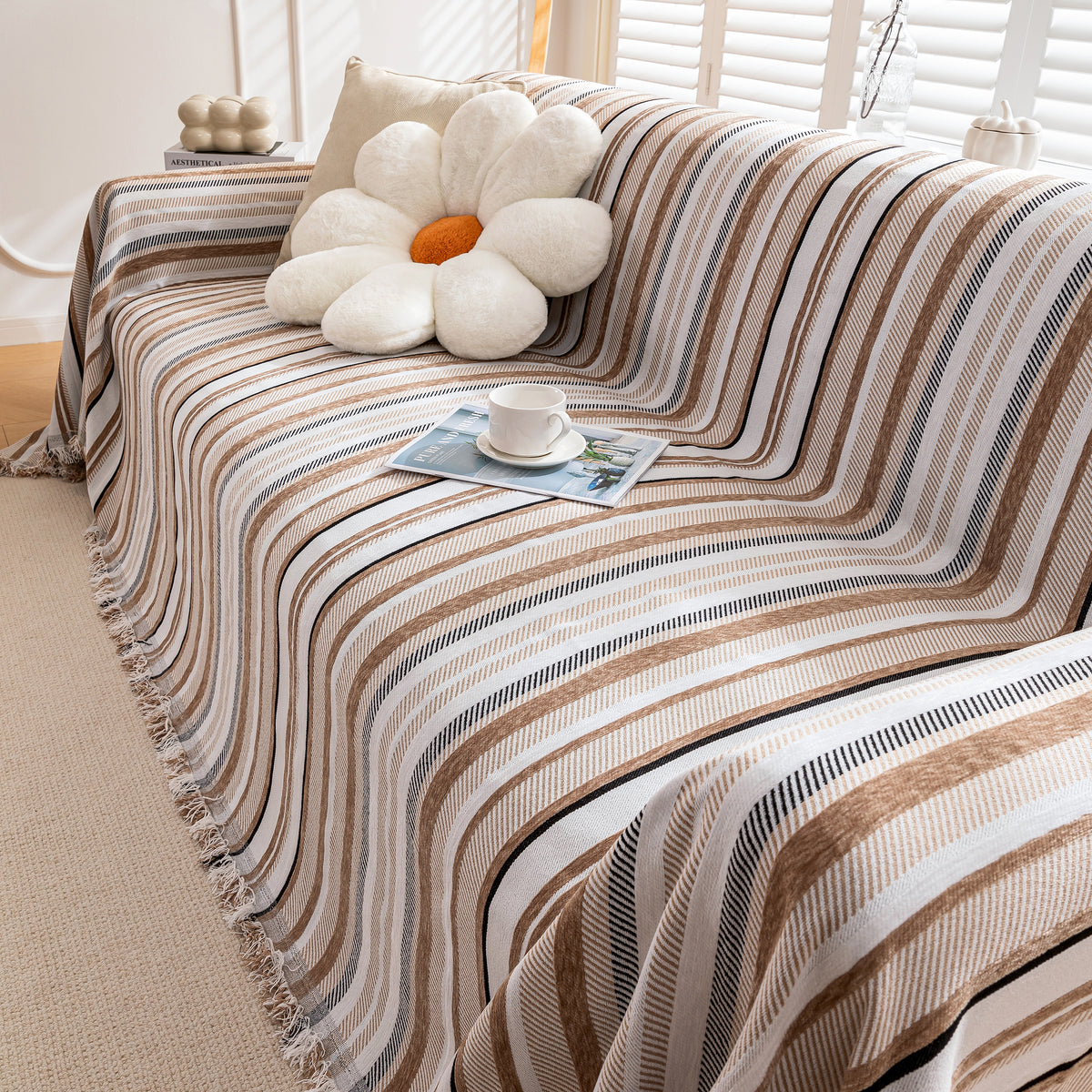 Modern minimalist Sofa-Wurfdecke aus Baumwolle, gestrickte Decken für – Slipcover KAS™