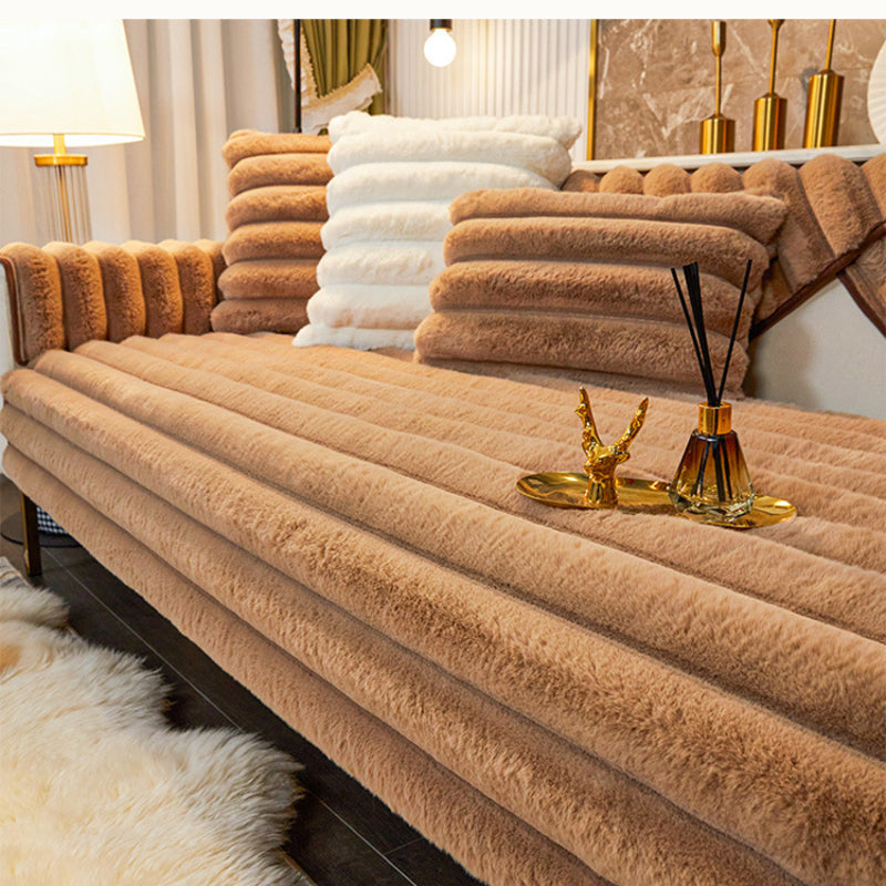 Thicken Faux Fur Rabbit Plush Sofa Cover Non-slip Slipcover Seat