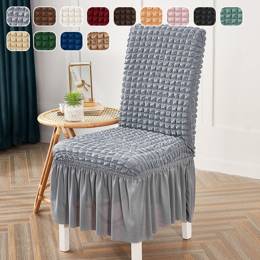 Seersucker Stretch Dining Chair Covers with Skirt, High Quality Washable Chair Slipcovers for Dining Room