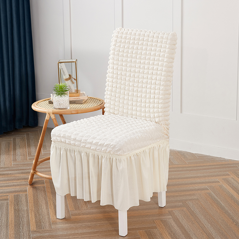 Seersucker Stretch Dining Chair Covers with Skirt High Quality Washab Slipcover KAS
