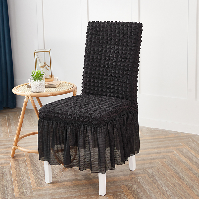 Seersucker Stretch Dining Chair Covers with Skirt Washable Chair