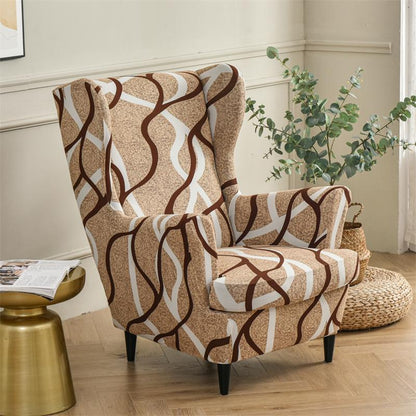 Funda de Silla de Alas Removible Floral Nórdica de Spandex Elástico, Fundas de Asiento Relajantes para Sillones