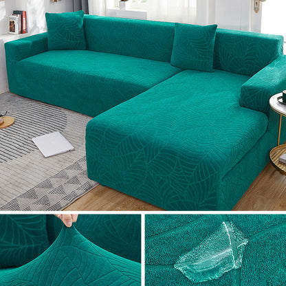 Housses de canapé imperméables pour canapés Jacquard solides de 1/2/3/4 places, housse élastique en L pour salon, fauteuil et canapé