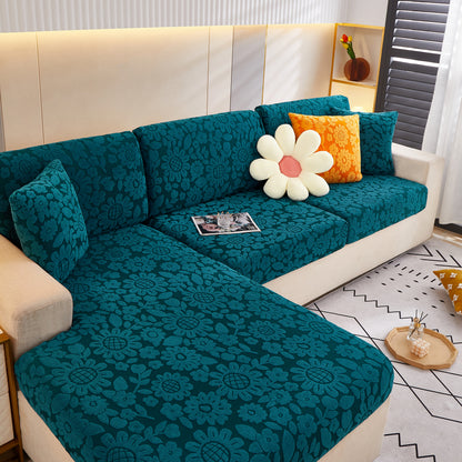 Copertura per Divano in Fleece Jacquard con Motivo Floreale, Fodere per Cuscini di Divano L-Shaped Antiscivolo per Animali Domestici